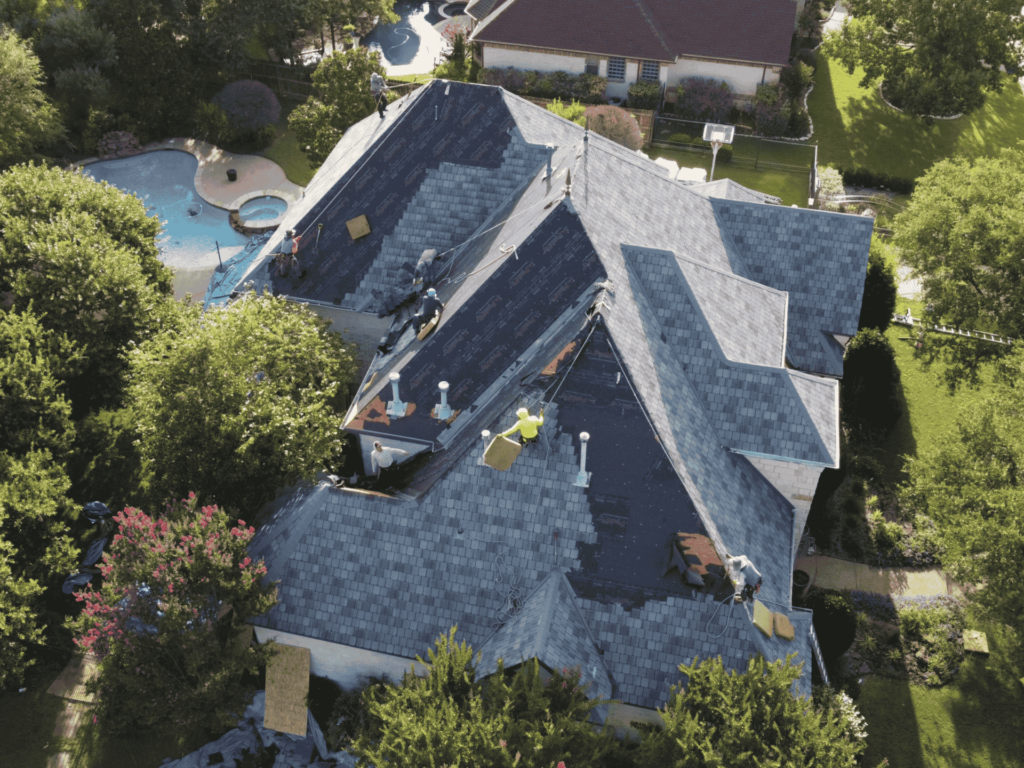 Roof installation with underlayment and structured panels in Dallas, TX