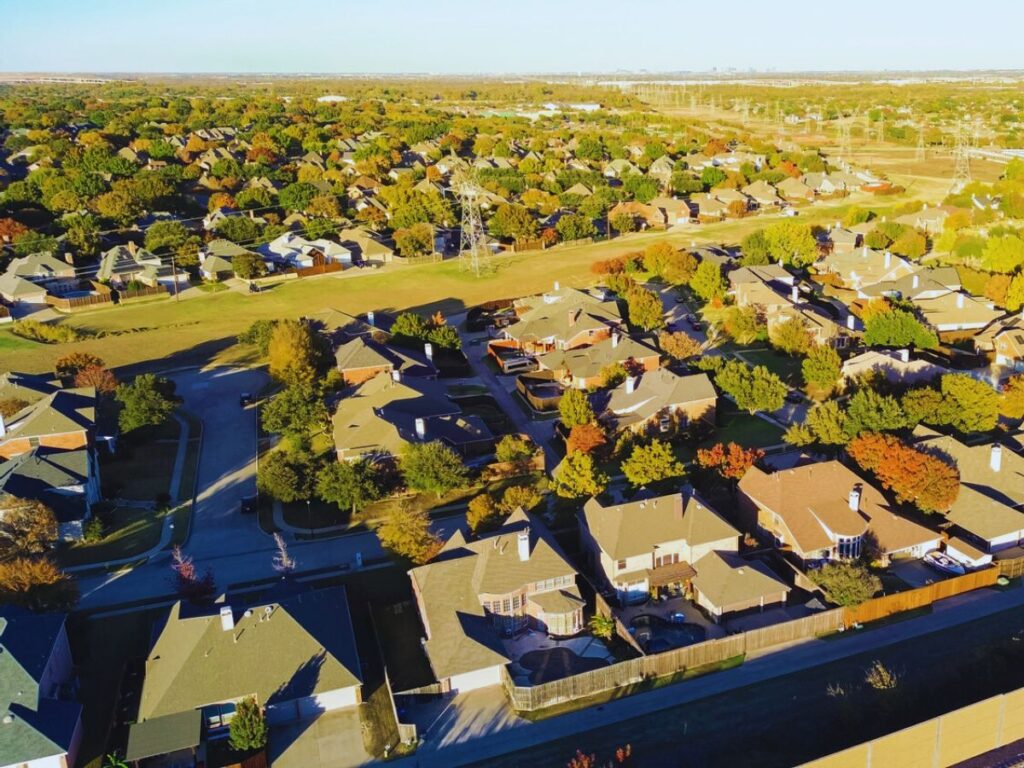 Upscale residential area with downtown, Coppell, TX